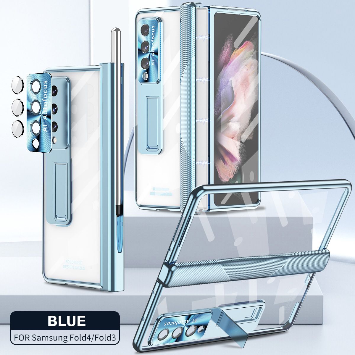 Sumoravibe - Applicabile A Samsung Zfold3 / Zfold4 Cerniera Piatta Pieghevole Custodia Per Cellulare Con Pellicola Galvanica