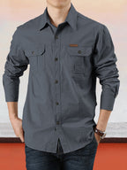 Sumoravibe - Camicia casual da uomo in cotone tinta unita【ACQUISTA 2 E OTTIENI LA SPEDIZIONE GRATUITA】
